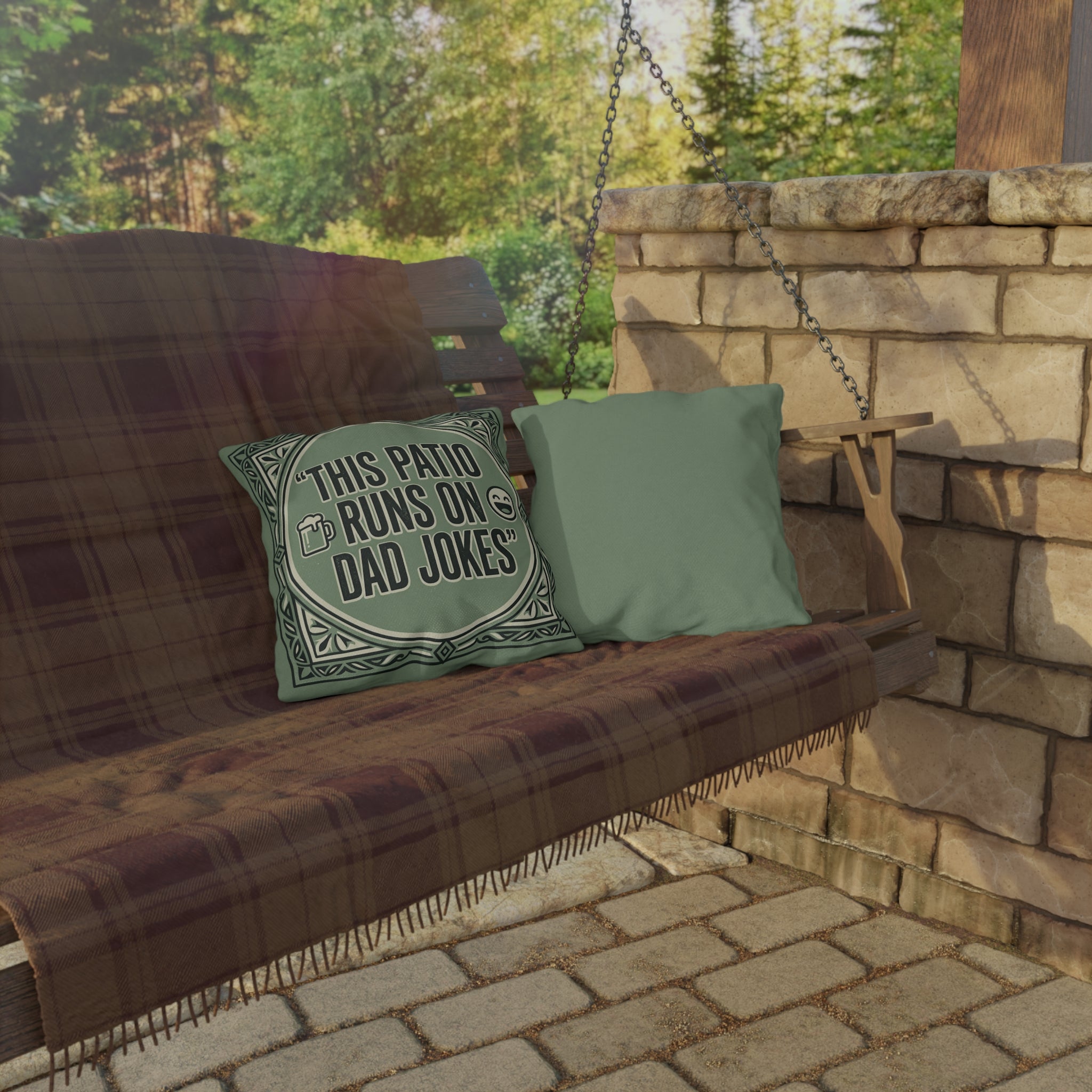 This Patio Runs on Dad Jokes Pillow