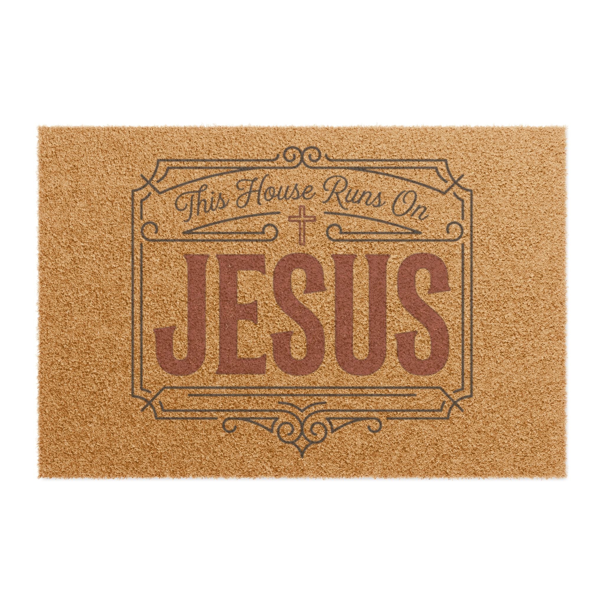 "This House Runs On Jesus" Welcome Mat