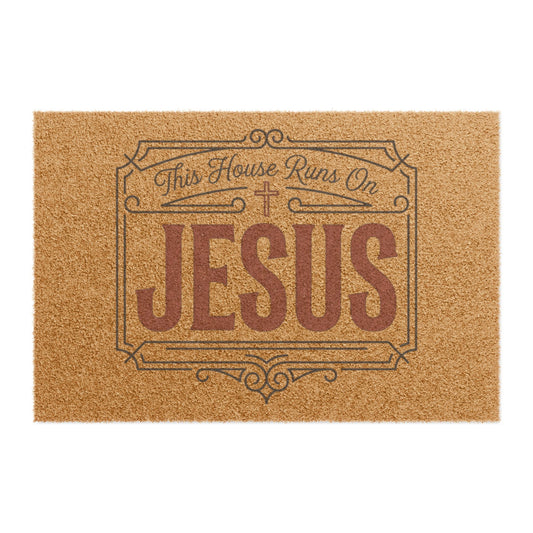 "This House Runs On Jesus" Welcome Mat