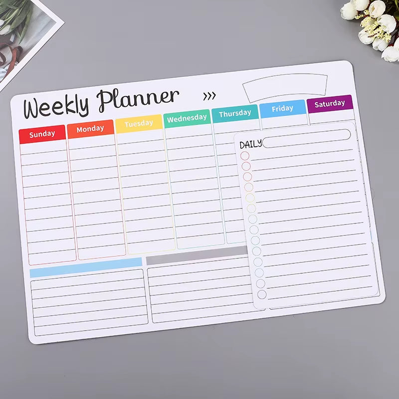 Fridge Sticker Message Board Menu Magnetic Calendar for Fridge Monthly Weekly Planner Calendar Table Dry Erase Whiteboard