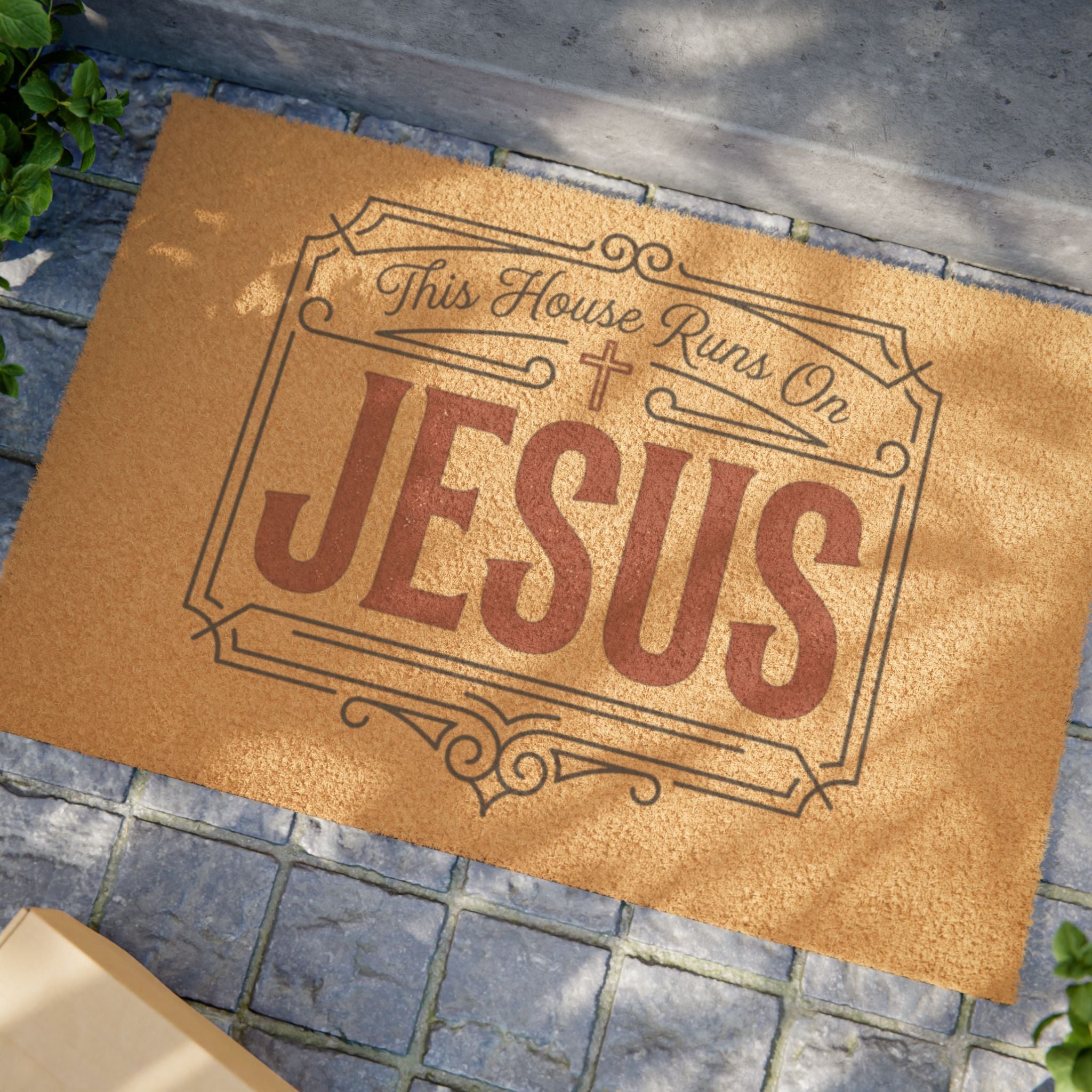 "This House Runs On Jesus" Welcome Mat