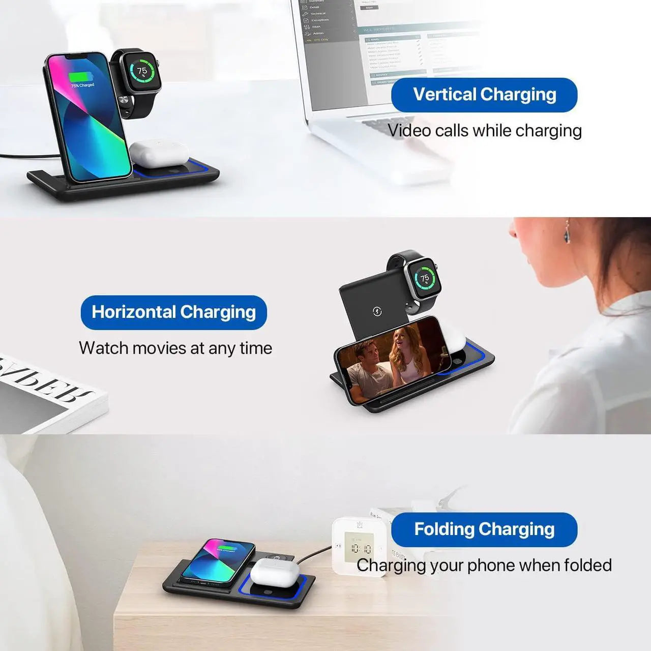 Fold & Charge 3-in-1 Station - Smiling Homes