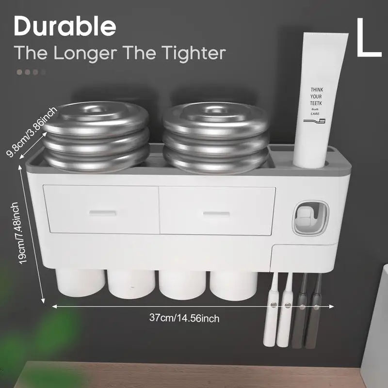 SmileNest Magnetic Bathroom Organizer – Toothbrush Holder, Toothpaste Dispenser & Storage Tray