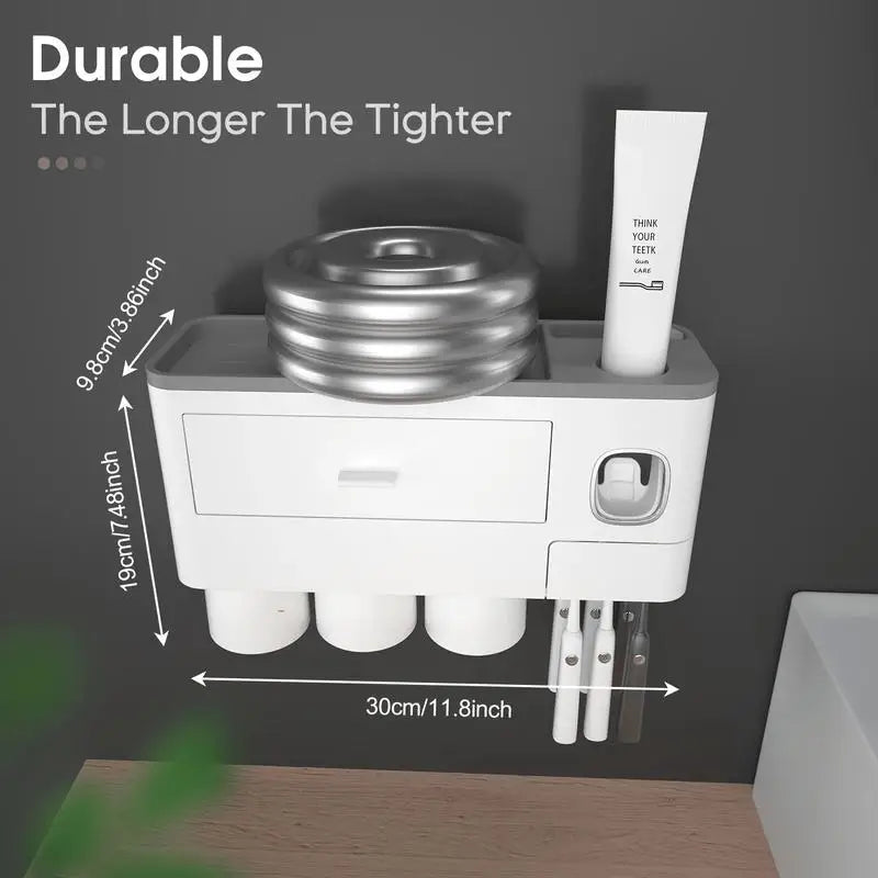 SmileNest Magnetic Bathroom Organizer – Toothbrush Holder, Toothpaste Dispenser & Storage Tray