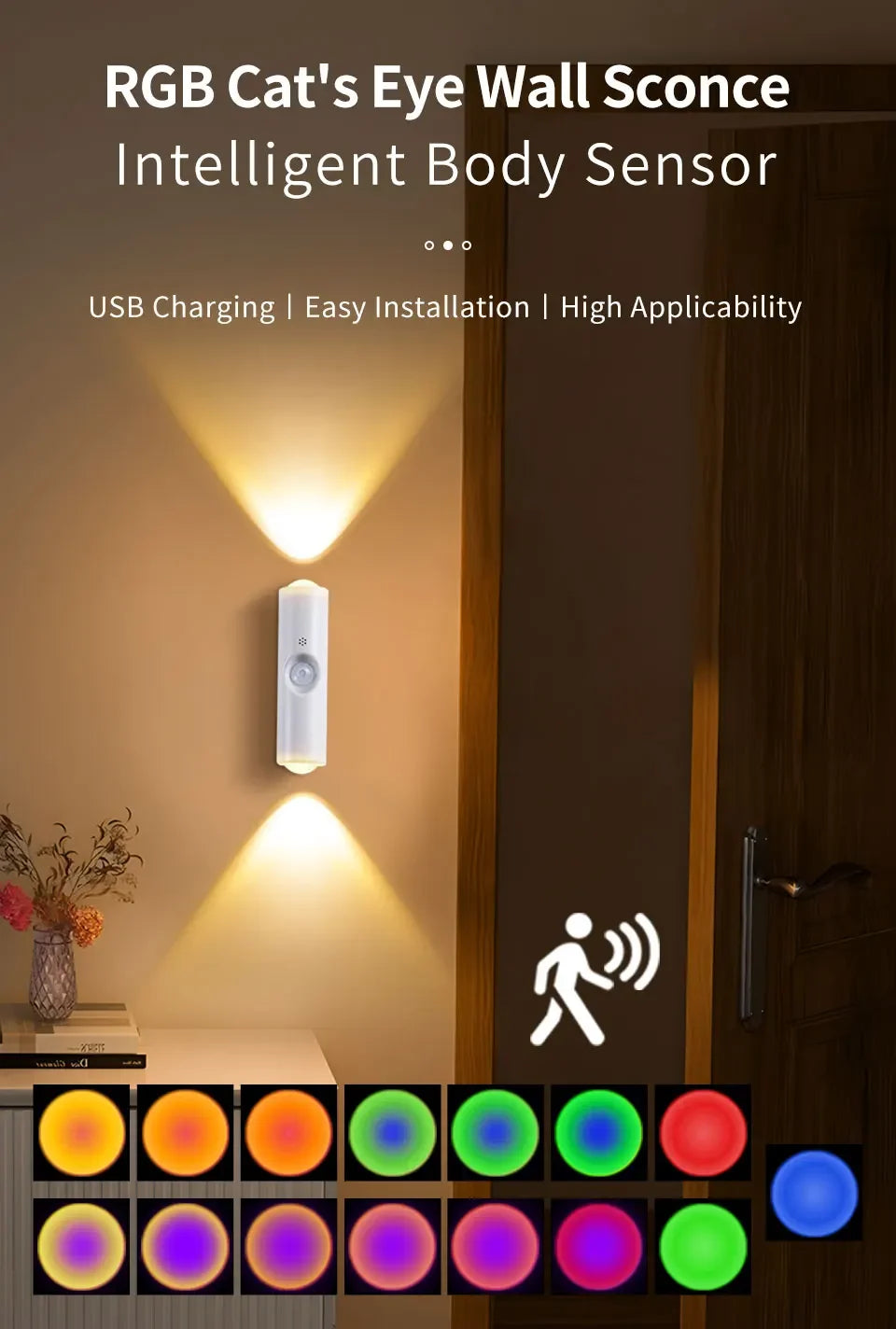 Aura Glow Motion Sensor Light, Rechargeable Magnetic LED for Cabinets, Stairs & Hallways
