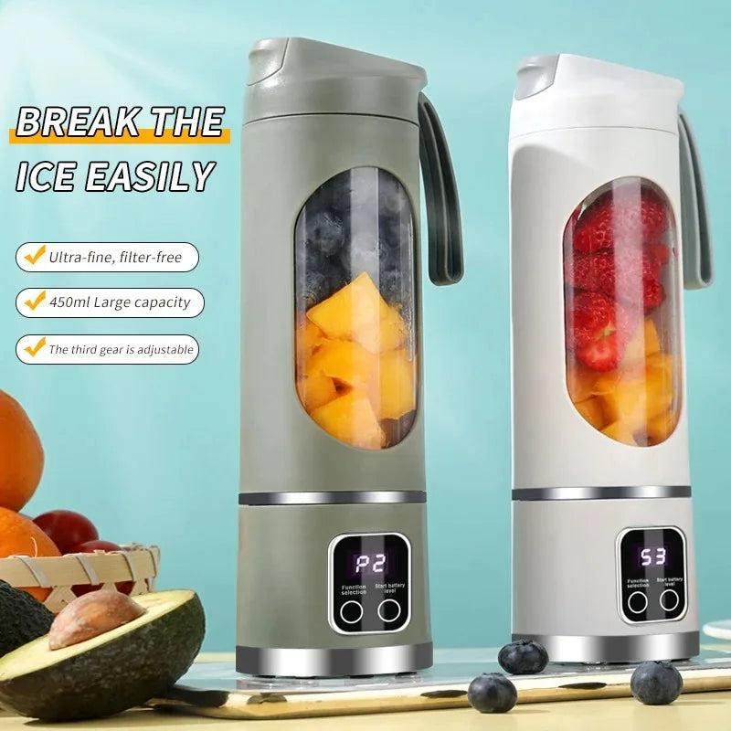 VortexPro 10-Blade Portable Blender – 450ml USB Rechargeable Ice-Crushing Smoothie Maker