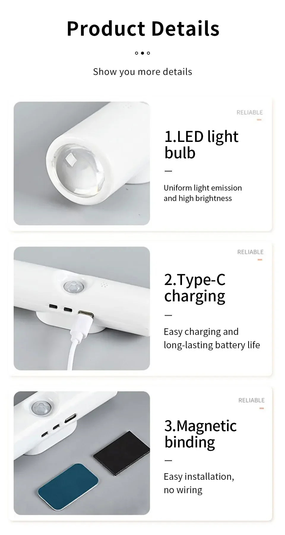 Aura Glow Motion Sensor Light, Rechargeable Magnetic LED for Cabinets, Stairs & Hallways