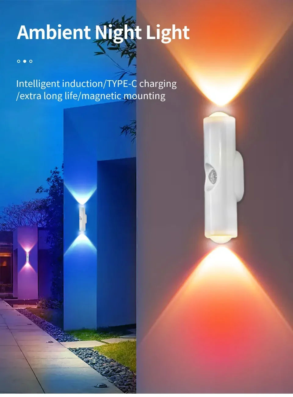 Aura Glow Motion Sensor Light, Rechargeable Magnetic LED for Cabinets, Stairs & Hallways