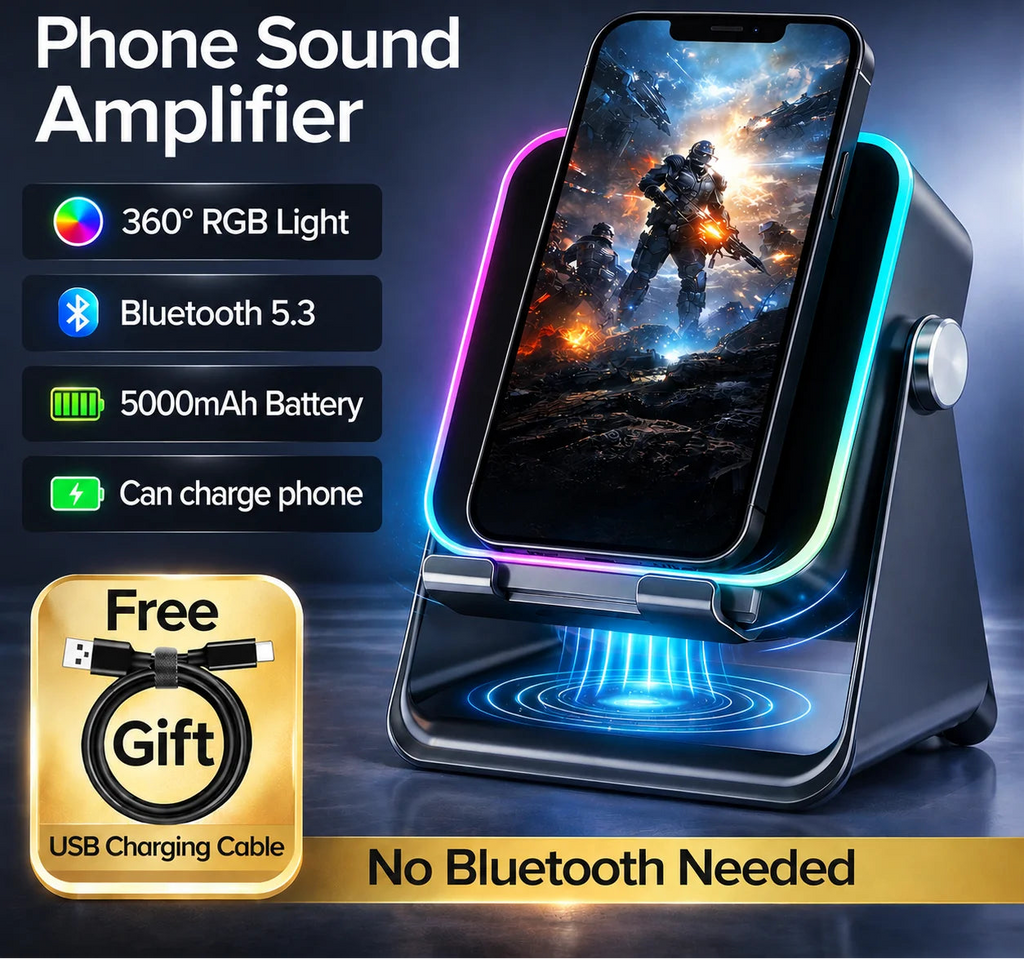 LumiBeat — 5-in-1 Wireless Induction Speaker with Phone Stand & RGB Ambient Light