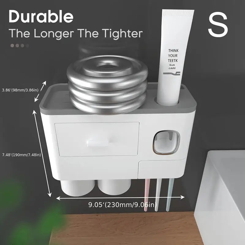 SmileNest Magnetic Bathroom Organizer – Toothbrush Holder, Toothpaste Dispenser & Storage Tray
