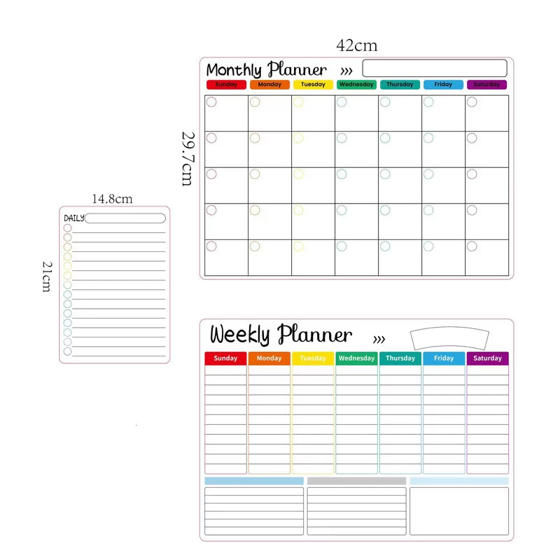 Fridge Sticker Message Board Menu Magnetic Calendar for Fridge Monthly Weekly Planner Calendar Table Dry Erase Whiteboard