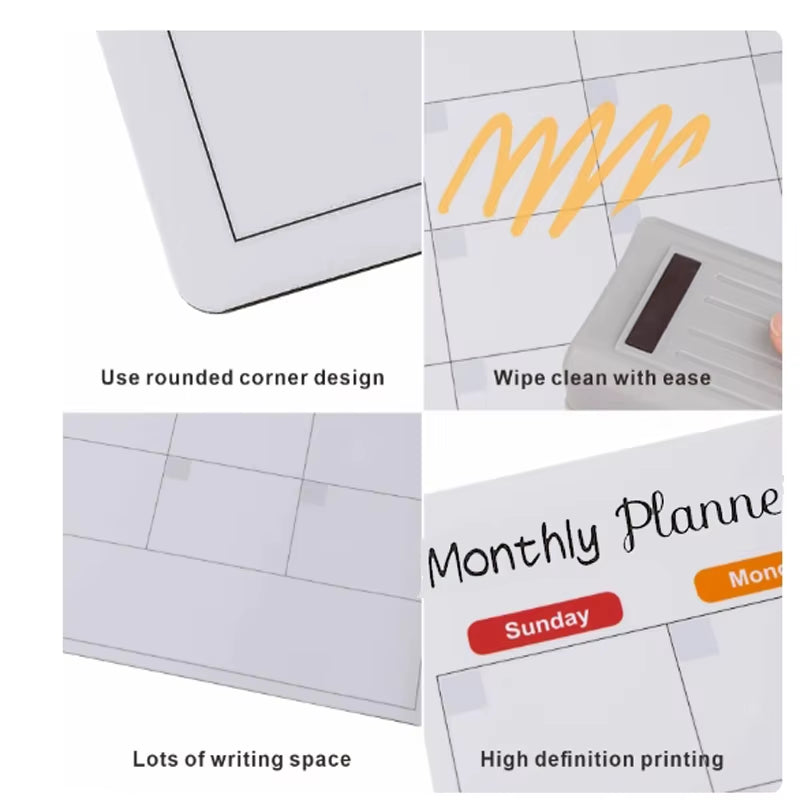 Fridge Sticker Message Board Menu Magnetic Calendar for Fridge Monthly Weekly Planner Calendar Table Dry Erase Whiteboard