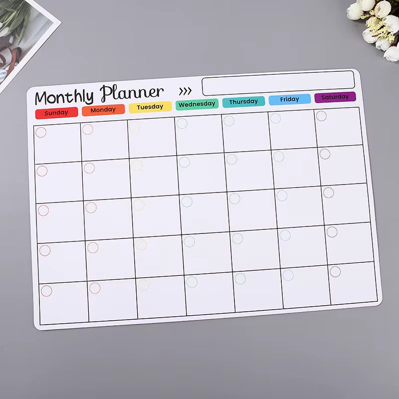 Fridge Sticker Message Board Menu Magnetic Calendar for Fridge Monthly Weekly Planner Calendar Table Dry Erase Whiteboard